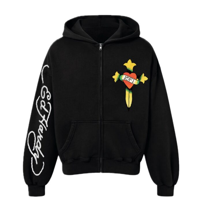793f0850-e750-47f6-b16d-1de0c173d216 Moletom Zip Ed Hardy x Exclusivist Black