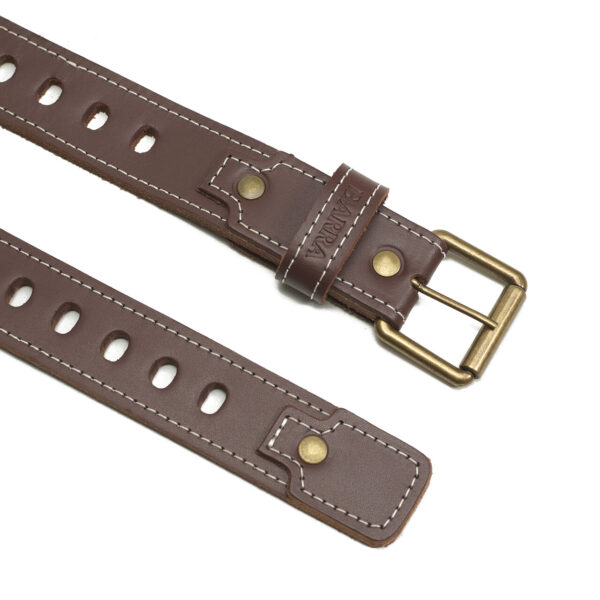 Cinto Barra Crew Couro Furado Marrom