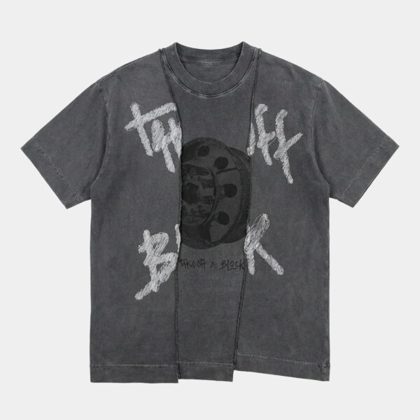 Camiseta Block x Take Off Slashed Cinza