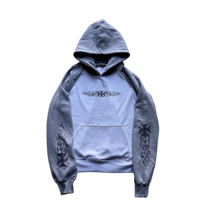 Moletom Hard Jeans Reverse Flames Haglan Hoodie Grey
